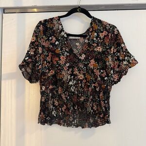 Abercrombie & Fitch Black Floral Blouse